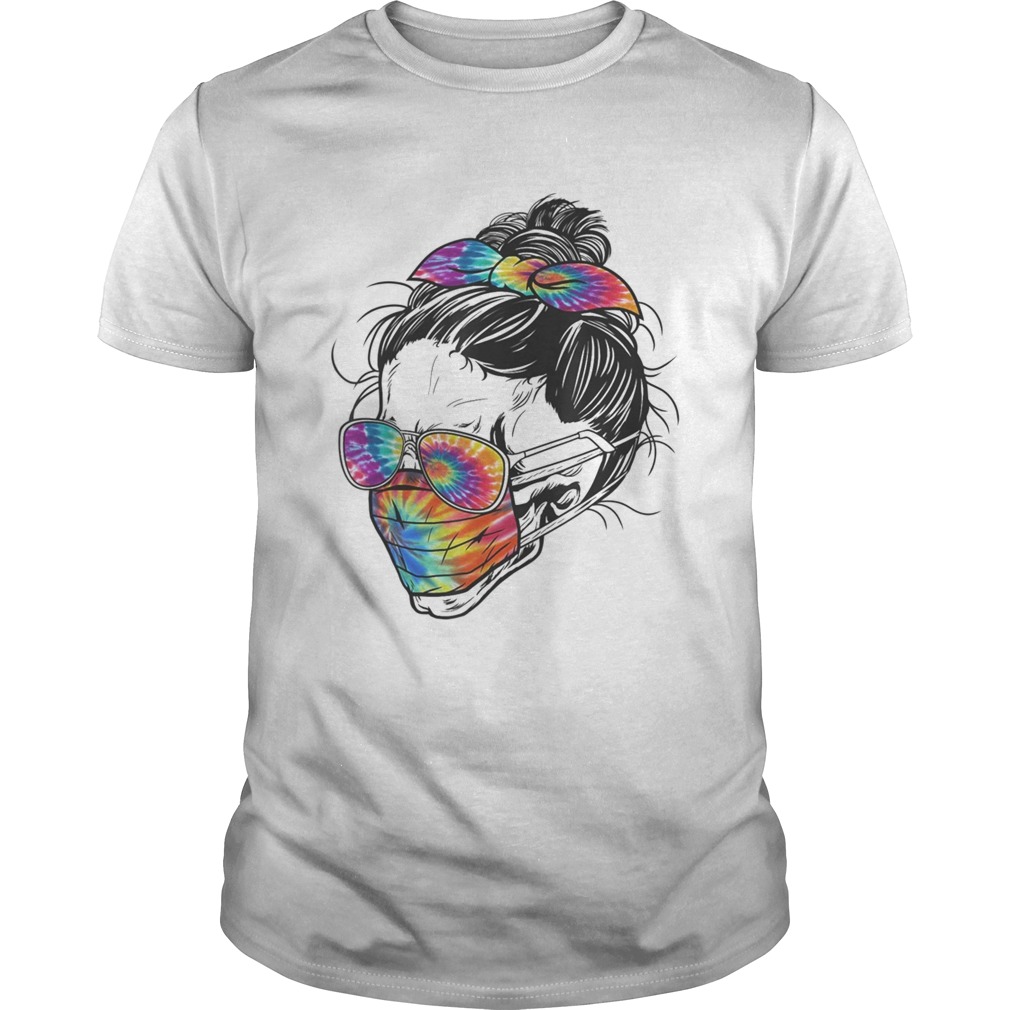 Tie Dye Messy Bun Skull shirt