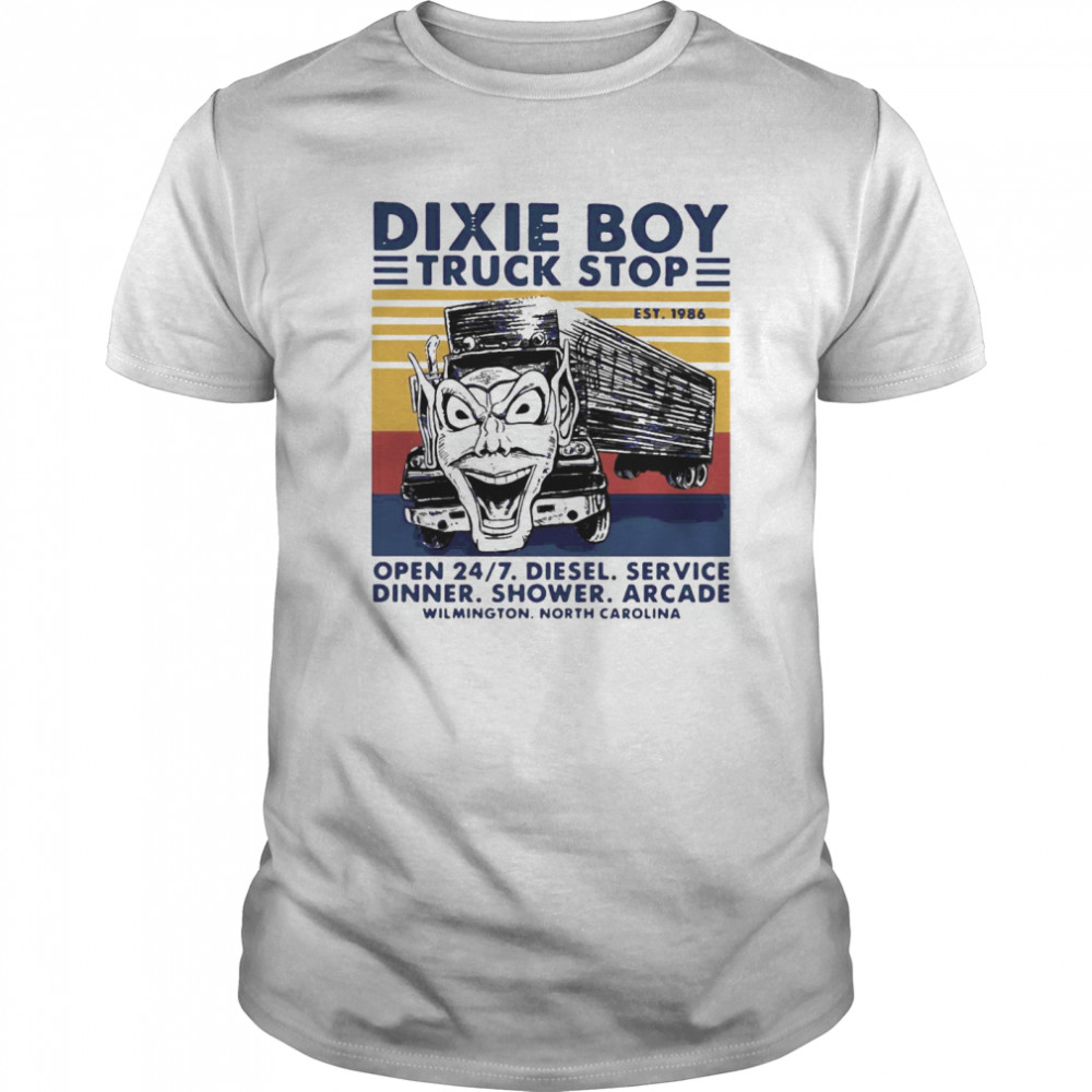 Trucker Dixie Boy Truck Stop EST 1986 Open 24 7 Diesel Service Dinner Shower Arcade shirt