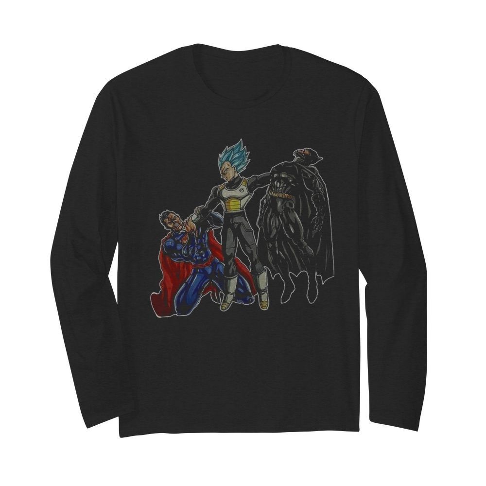 Vegeta Superman And Batman  Long Sleeved T-shirt 