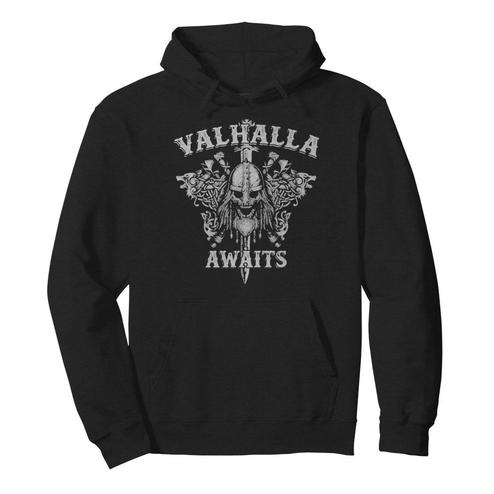 Viking skull beard valhalla awaits  Unisex Hoodie