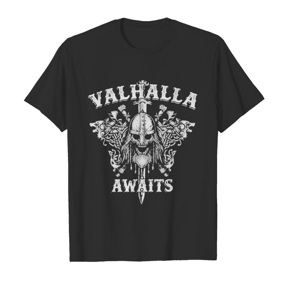 Viking skull beard valhalla awaits  Classic Men's T-shirt