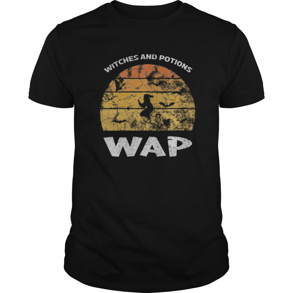 WAP Witches And Potions Retro Sunset Funny WAP wordplay shirt