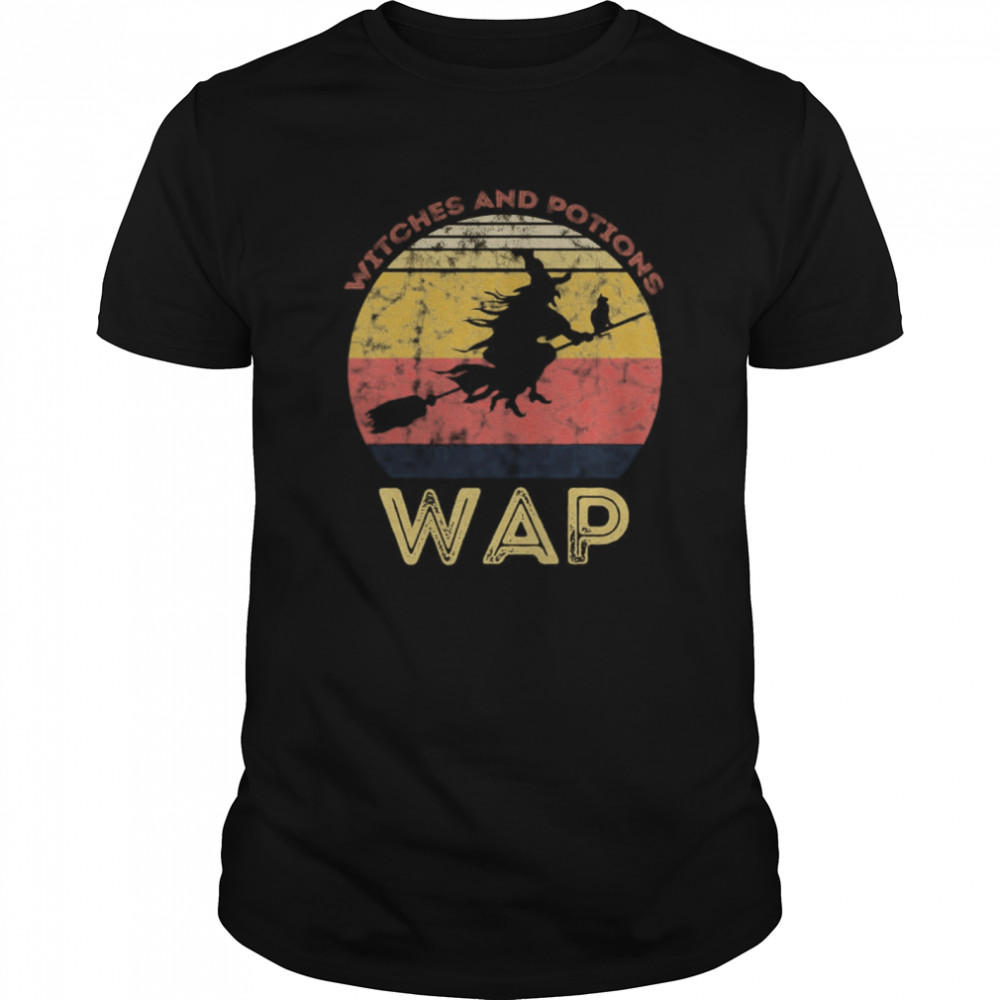 WAP Witches And Potions Retro Sunset Vintage Witch shirt