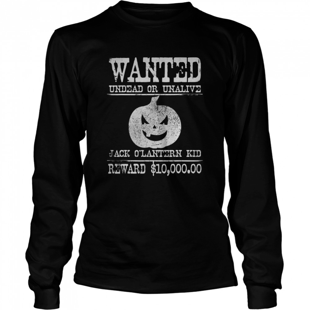 Wanted Halloween Jack O’Lantern Pumpkin Western Poster  Long Sleeved T-shirt