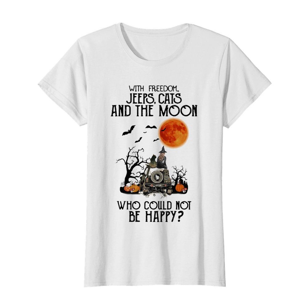 With freedom cats and the moon who could not be happy halloween  Classic Women's T-shirt