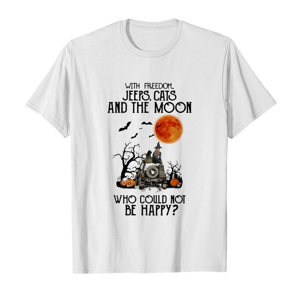 With freedom cats and the moon who could not be happy halloween  Classic Men's T-shirt