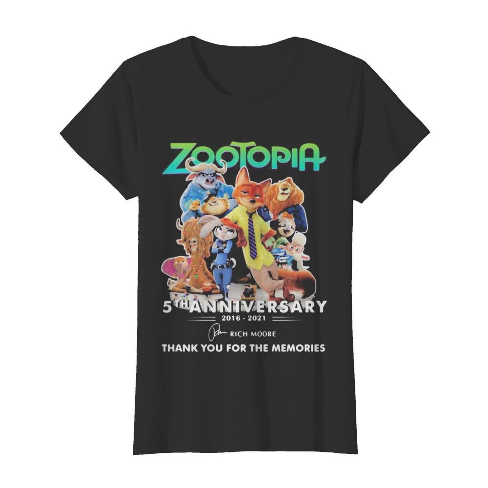 Zootopia 5th anniversary 2016 2020 thank for the memories signatures  Classic Women's T-shirt