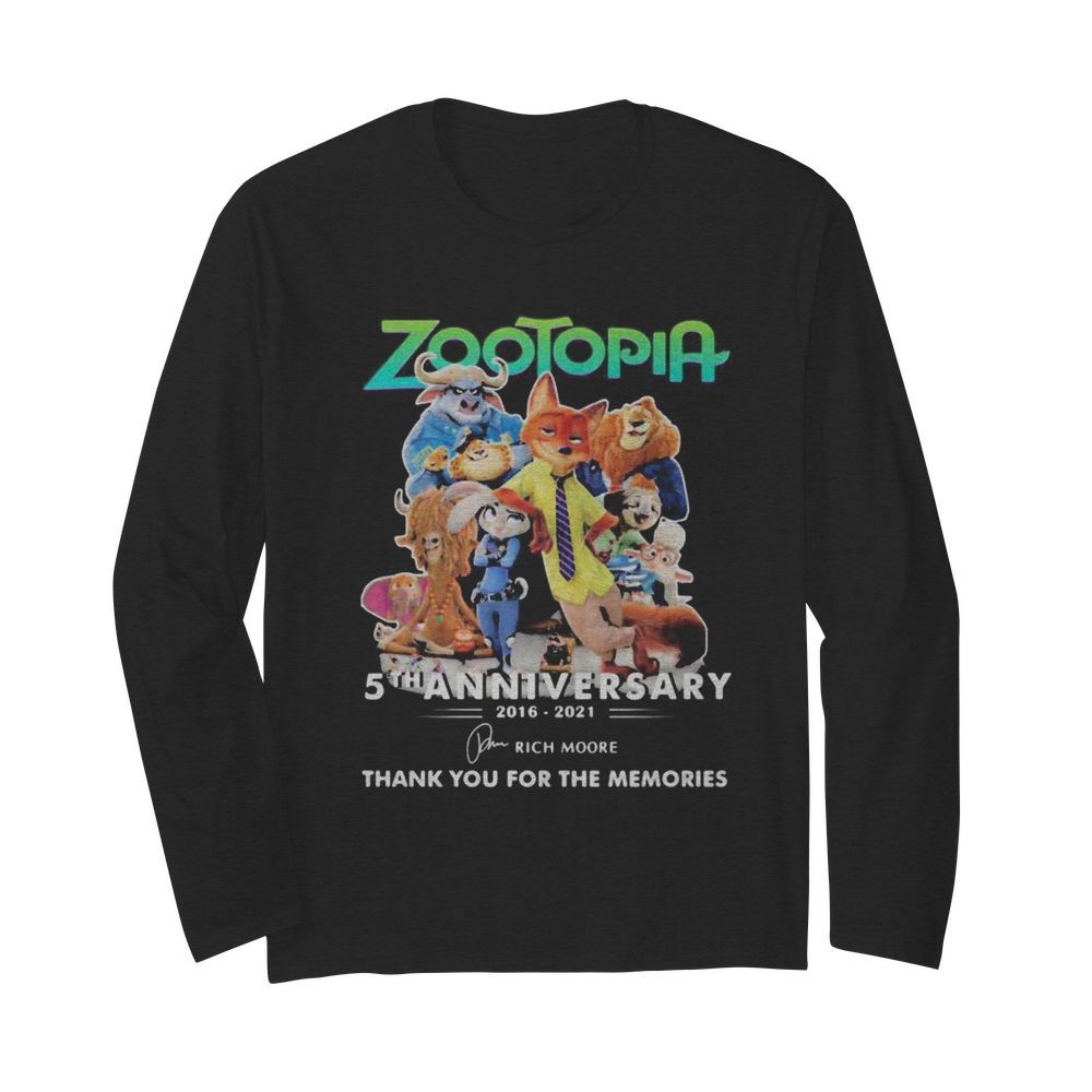 Zootopia 5th anniversary 2016 2020 thank for the memories signatures  Long Sleeved T-shirt 