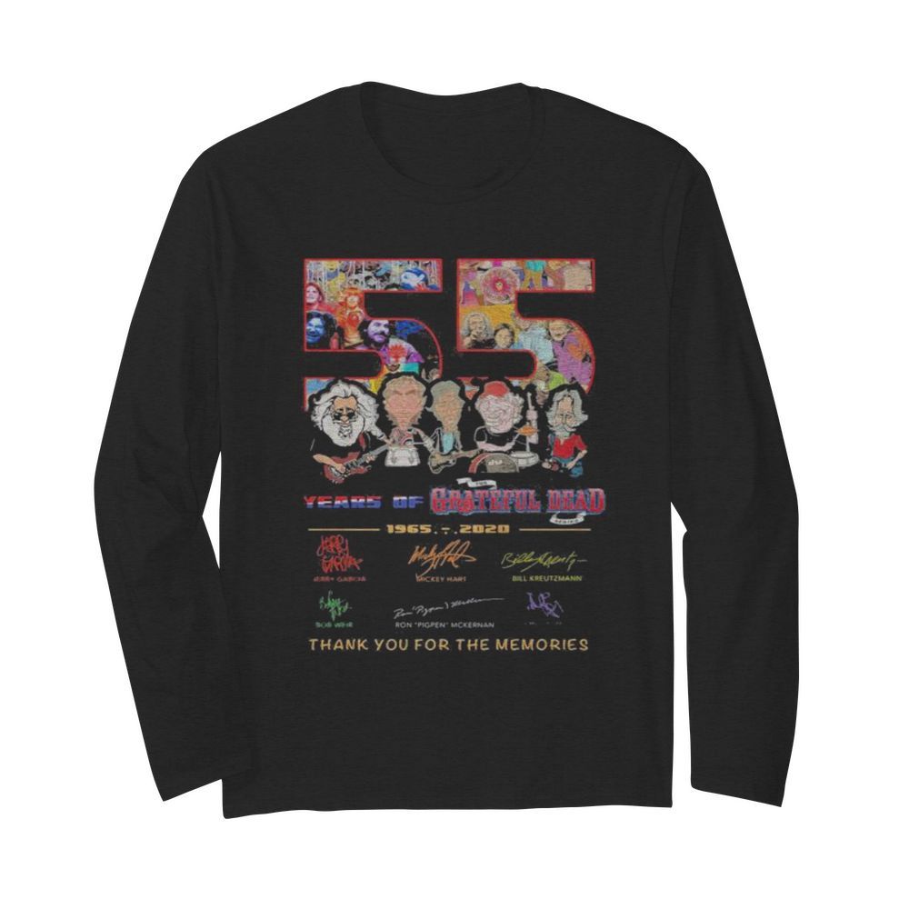 55 years of 1965 2020 grateful dead thank for the memories signatures  Long Sleeved T-shirt 