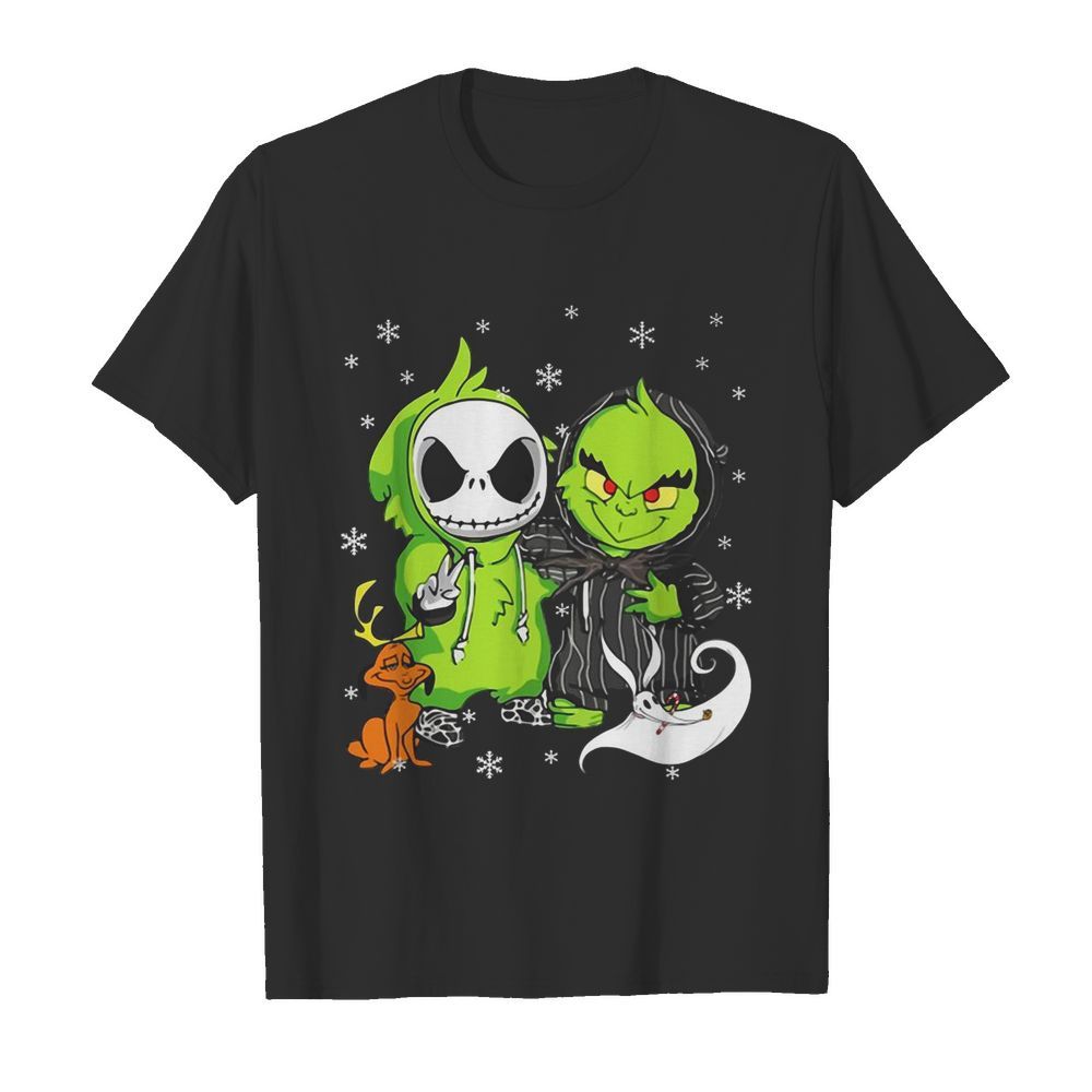 Baby Grinch And Baby Jack Skellington With Boo Christmas shirt