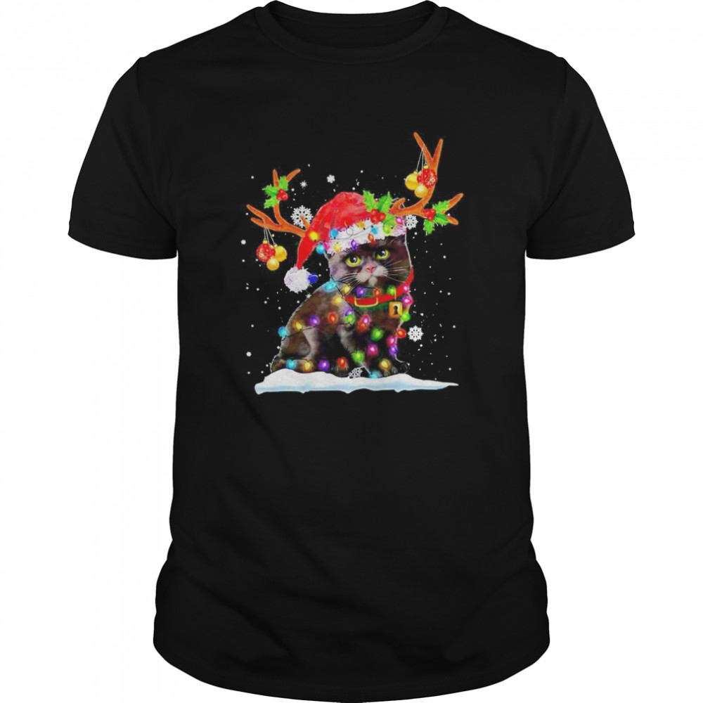 Black cat Reindeer Christmas shirt