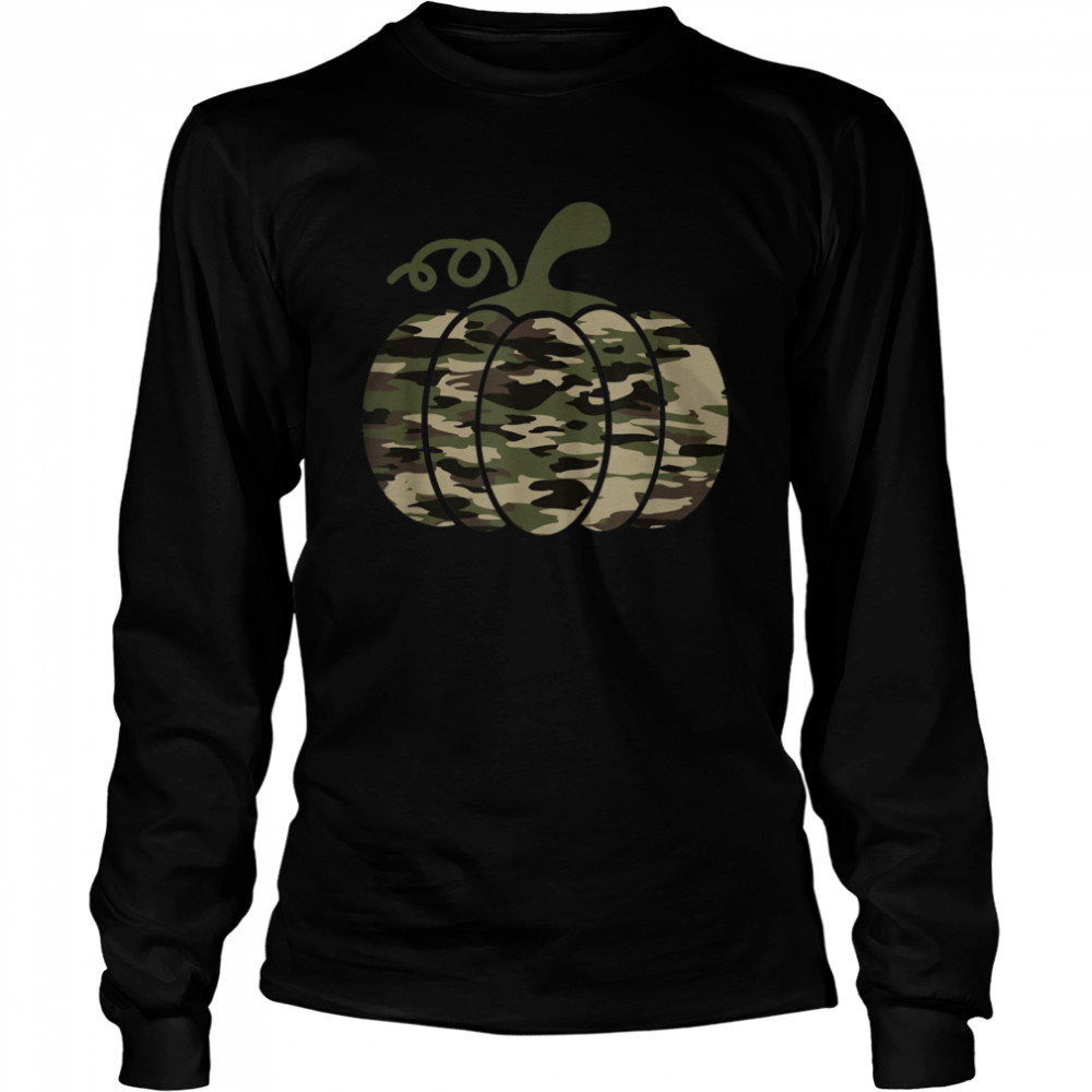 Camo Pumpkin Military Tactical Halloween costume Lazy easy  Long Sleeved T-shirt