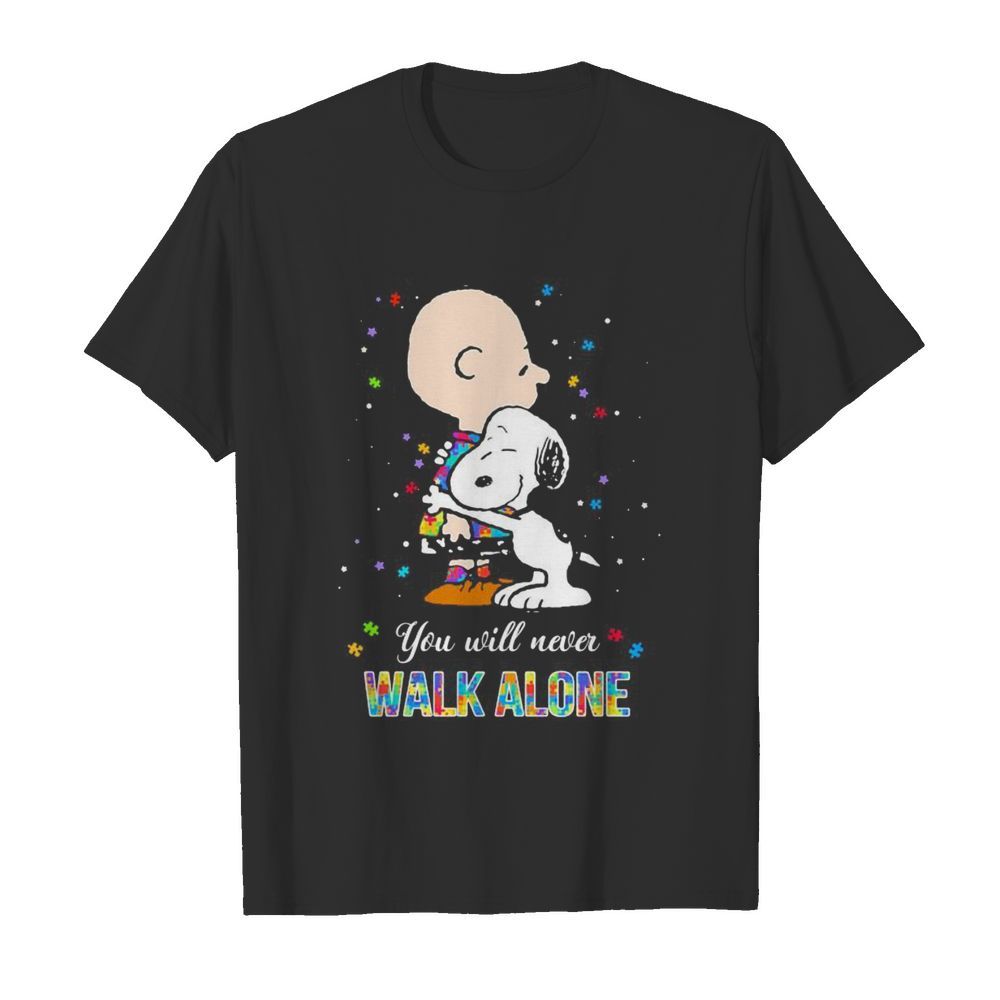 Charlie brown and snoopy autism you will never walk alone  Classic Men's T-shirt