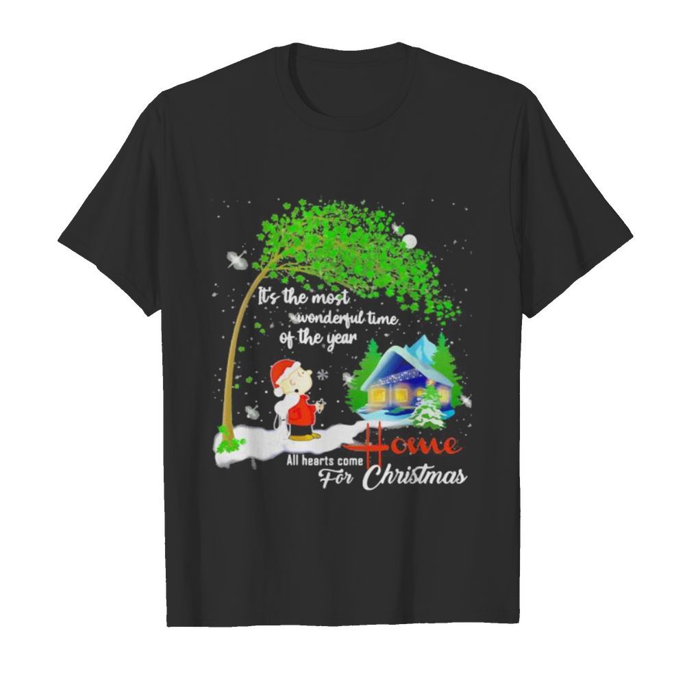 Charlie brown and snoopy it’s the most wonderful time of the year all hearts come home for christmas shirt