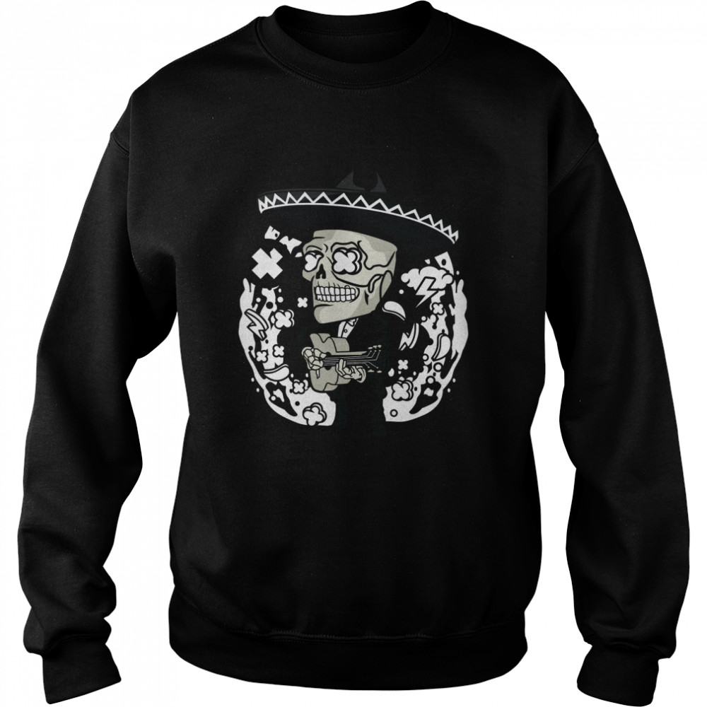 Gentlemen Skeleton Play Guitar Day Of The Dead In Mexican Holiday  Unisex Sweatshirt