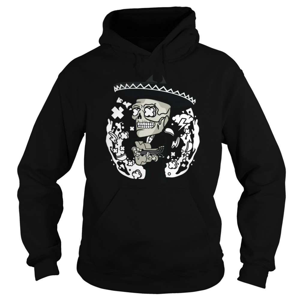 Gentlemen Skeleton Play Guitar Day Of The Dead In Mexican Holiday  Unisex Hoodie