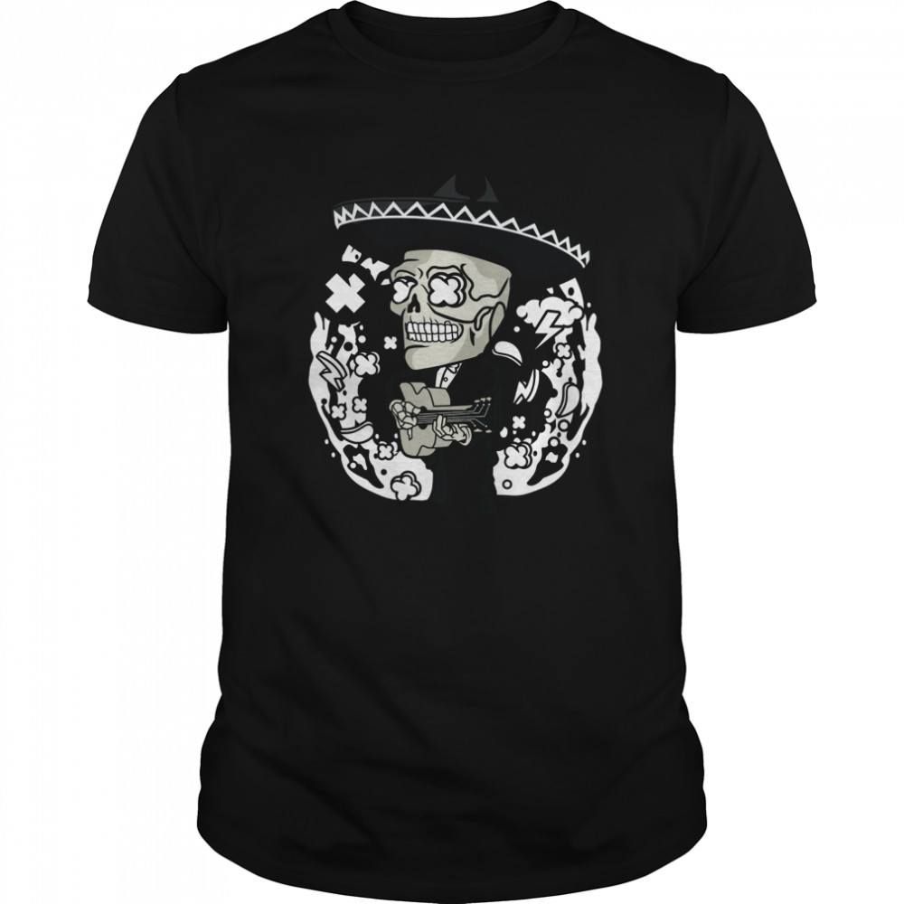 Gentlemen Skeleton Play Guitar Day Of The Dead In Mexican Holiday  Classic Men's T-shirt