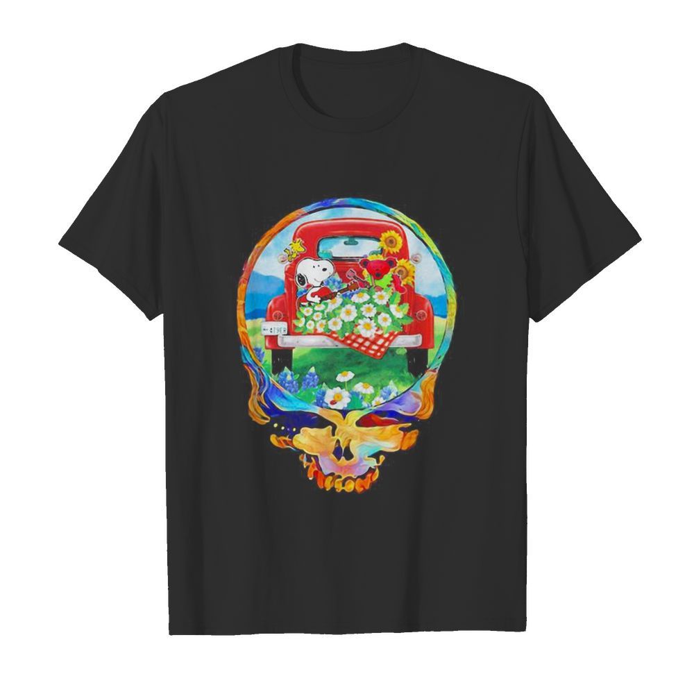 Grateful dead snoopy and bear playing guitar on car flowers shirt