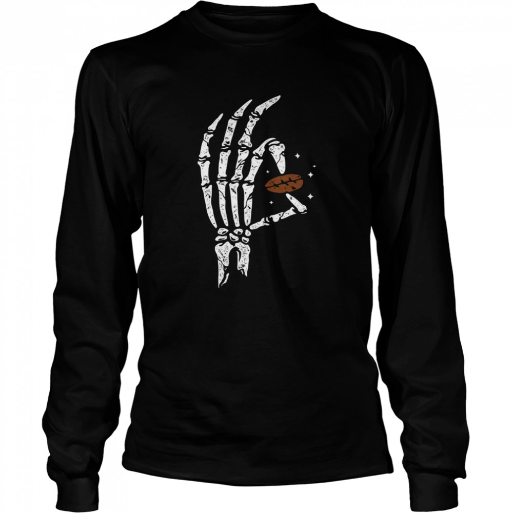 Halloween Hands Bone Hold Coffee Beans  Long Sleeved T-shirt