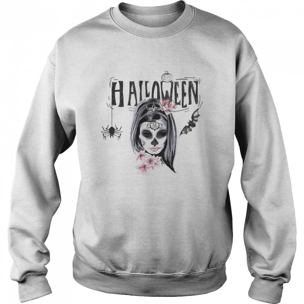 Halloween Sugar Skull Girl Day Of Dead Muertos  Unisex Sweatshirt