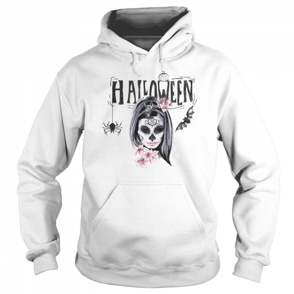 Halloween Sugar Skull Girl Day Of Dead Muertos  Unisex Hoodie