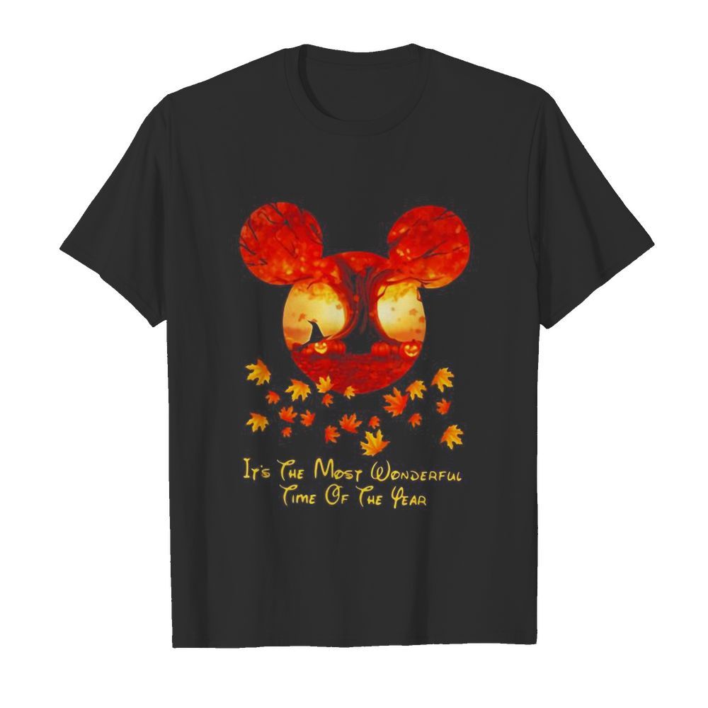 Halloween mickey mouse it’s the most wonderful time of the year leaves map shirt