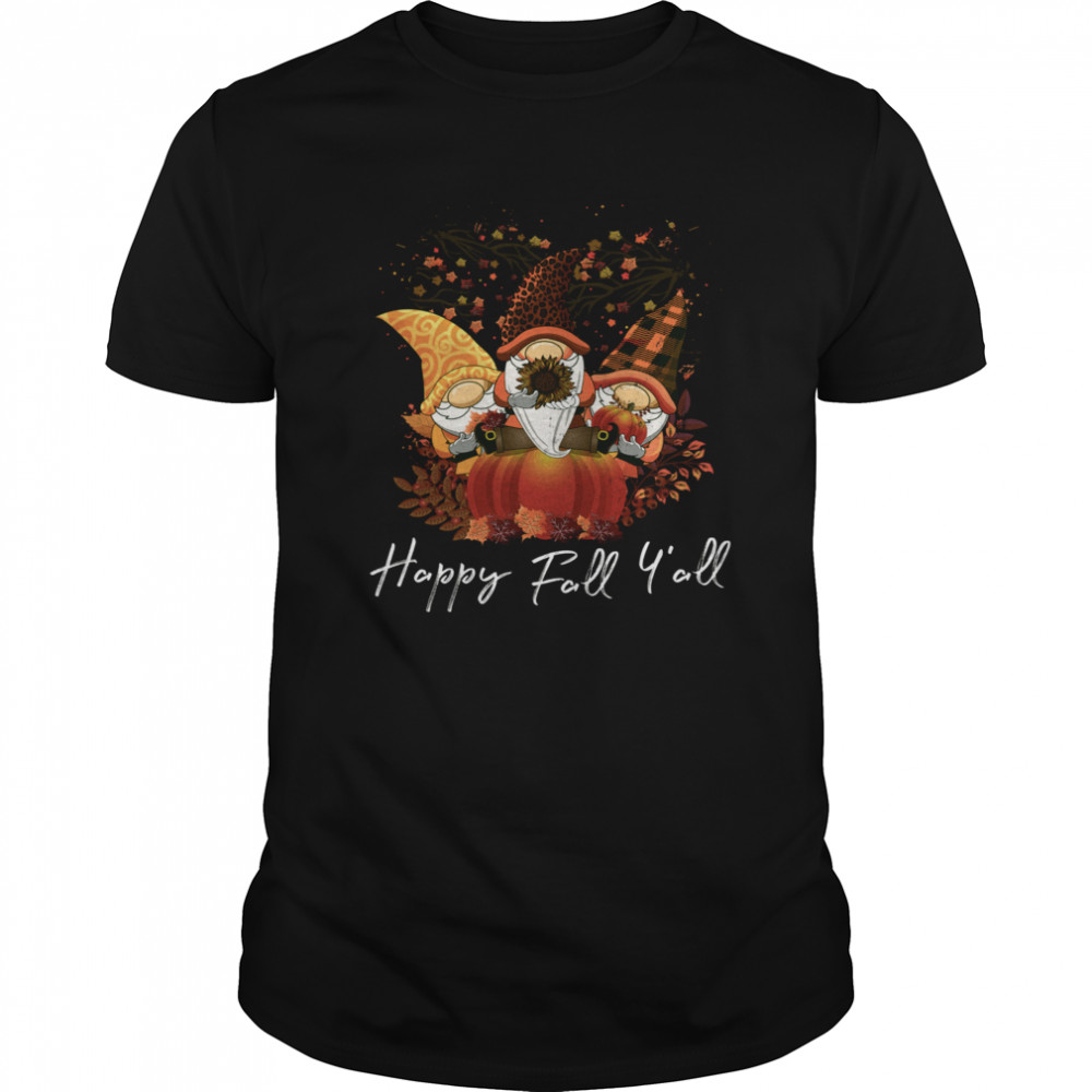 Happy Fall Yalls Shirt Garden Gnome Leopard Pumpkin  Classic Men's T-shirt