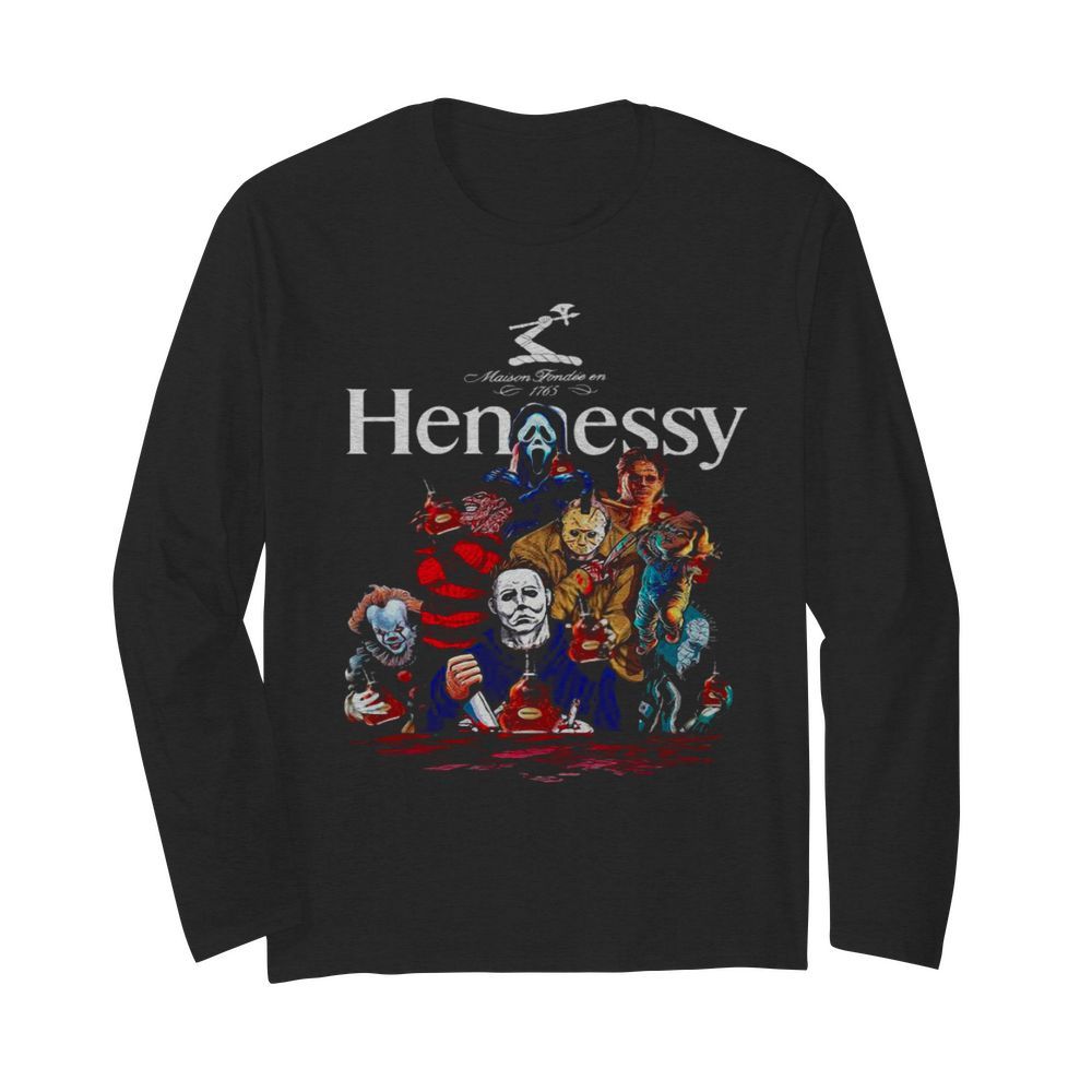 Horror Characters Hennessy Party Happy Halloween  Long Sleeved T-shirt 