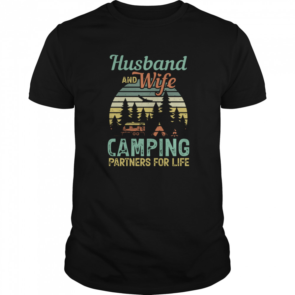 Husband And Wife Camping Partners For Life Retro shirt