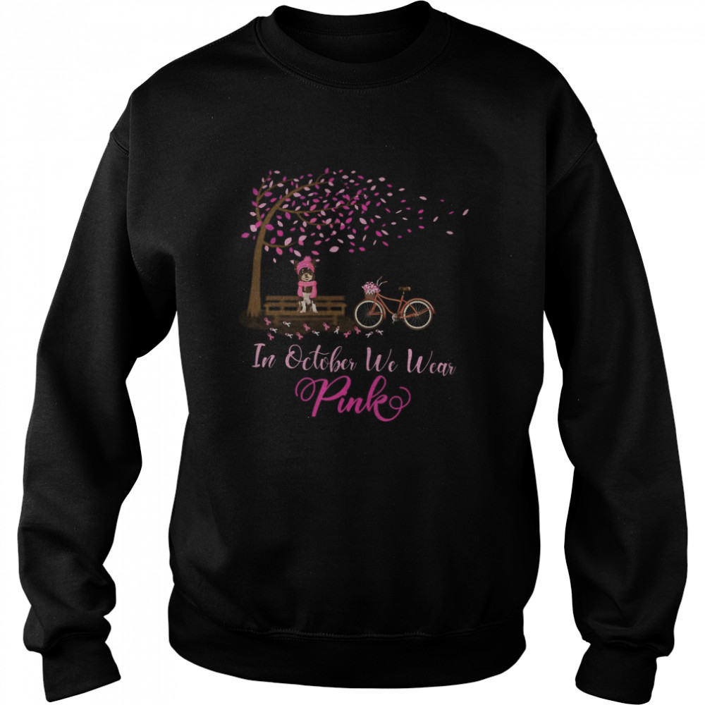 In October We Wear Pink Chihuahua Fall Leaves Breast Cancer  Unisex Sweatshirt