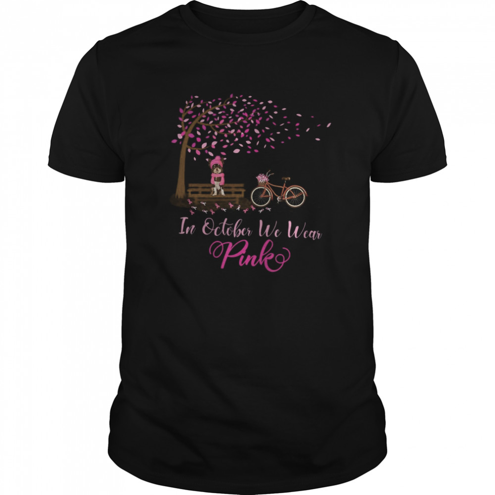 In October We Wear Pink Chihuahua Fall Leaves Breast Cancer  Classic Men's T-shirt