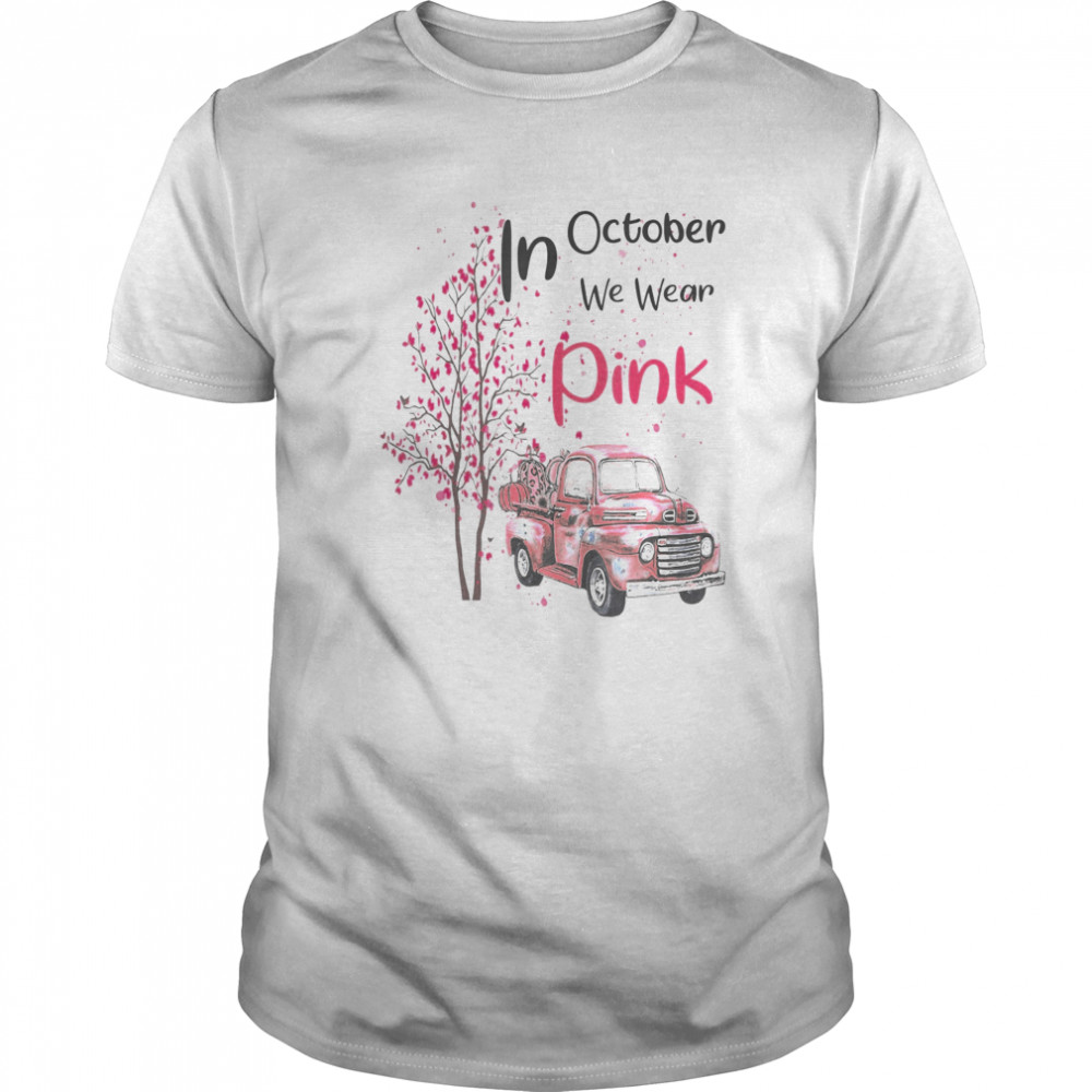 In October We Wear Pink Truck Pumpkin Breast Cancer Hallween  Classic Men's T-shirt