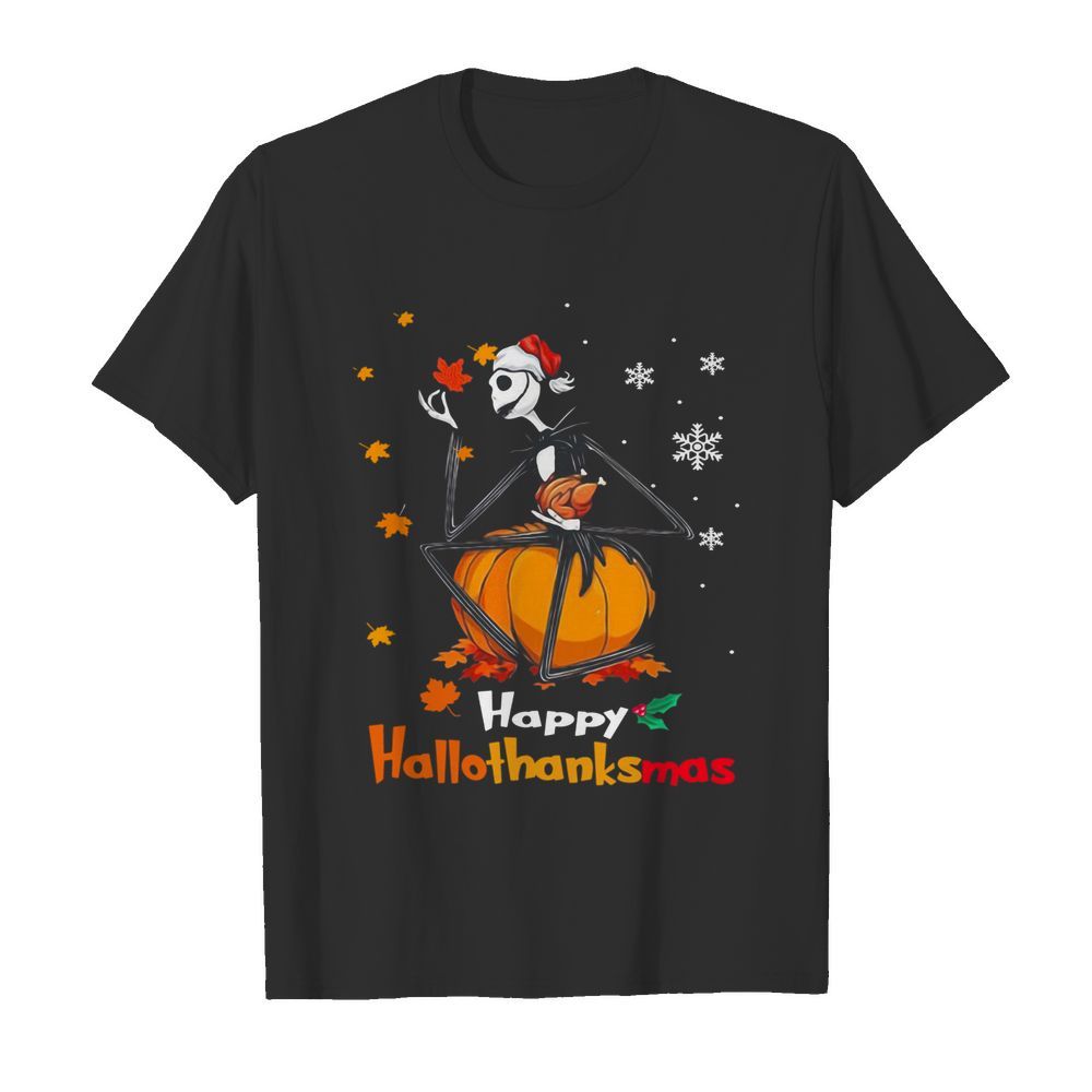 Jack Skellington With Santa Hat Happy Hallothanksmas shirt