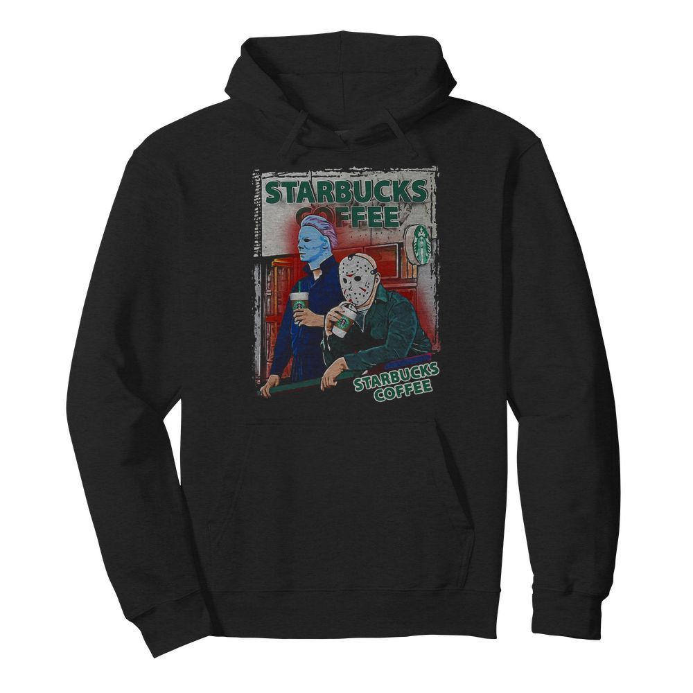 Jason Voorhees And Michael Myers Drink Starbucks Coffee  Unisex Hoodie