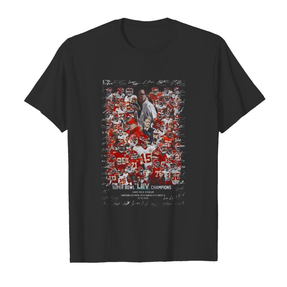 Kansas city chiefs super bowl liv champions signatures shirt