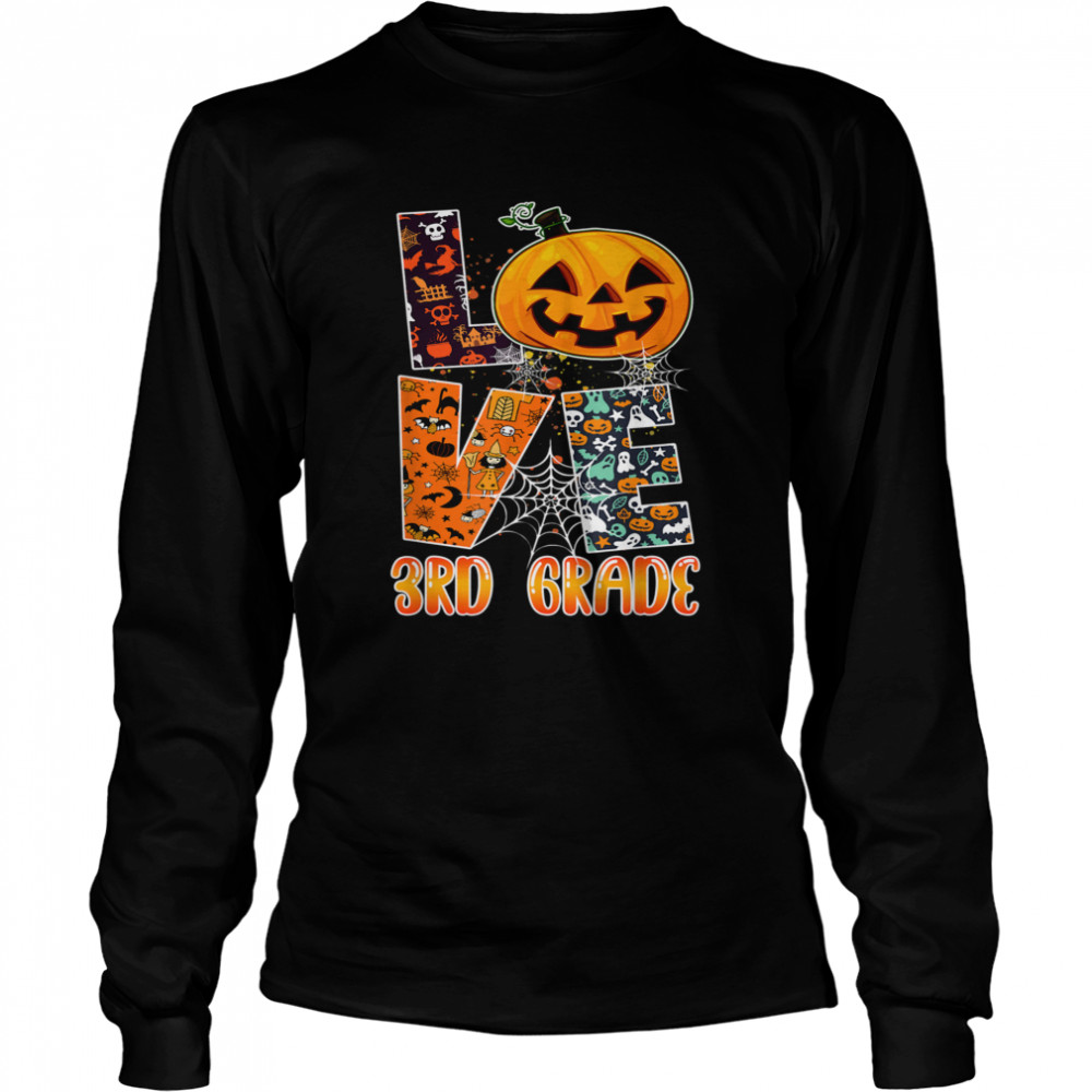 Love 3Rd Grade Teacher School Halloween Costume  Long Sleeved T-shirt