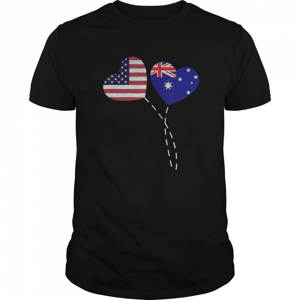 Loving Australia USA Flag Heart Australian Americans Love shirt