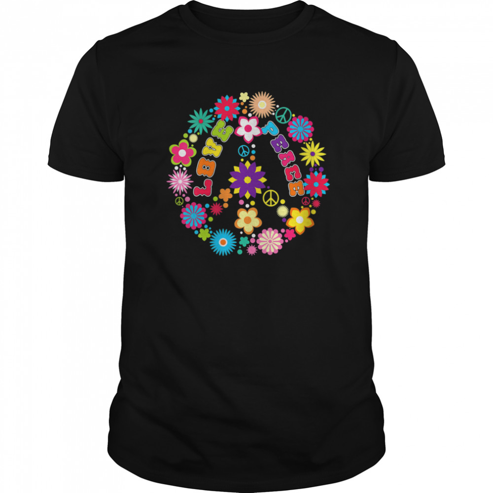 Peace Love Sign Hippie Flowers 60s 70s Bohemian Retro shirt