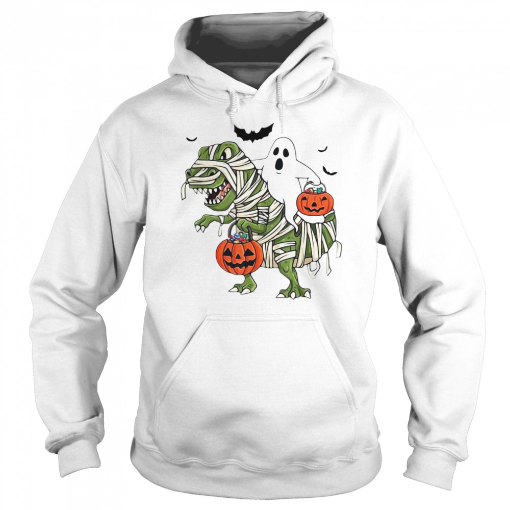 Premium Dinosaur T-rex And Ghost Halloween Pumpkin  Unisex Hoodie