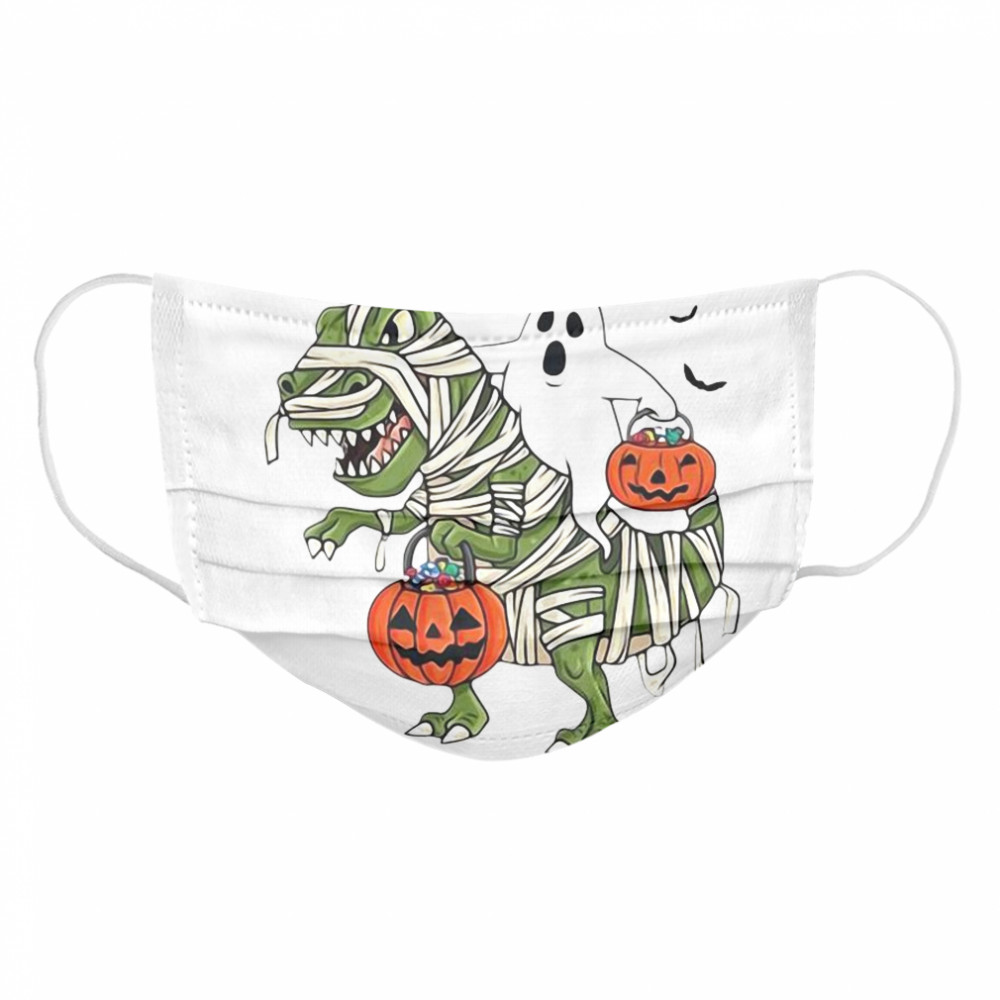 Premium Dinosaur T-rex And Ghost Halloween Pumpkin  Cloth Face Mask