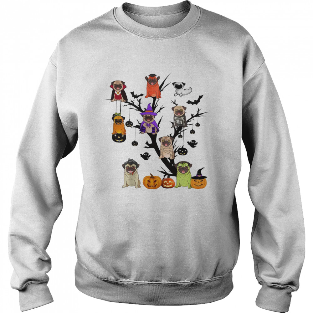 Pug Dog Halloween Tree  Unisex Sweatshirt