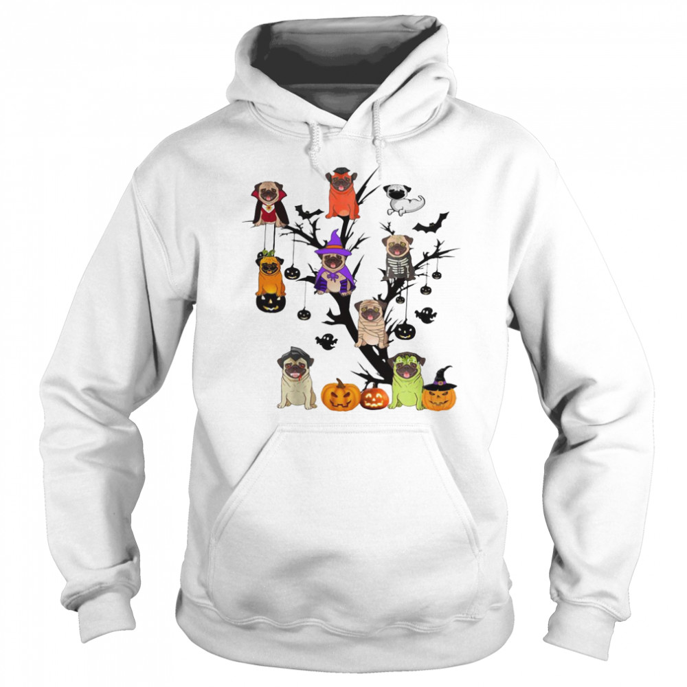 Pug Dog Halloween Tree  Unisex Hoodie