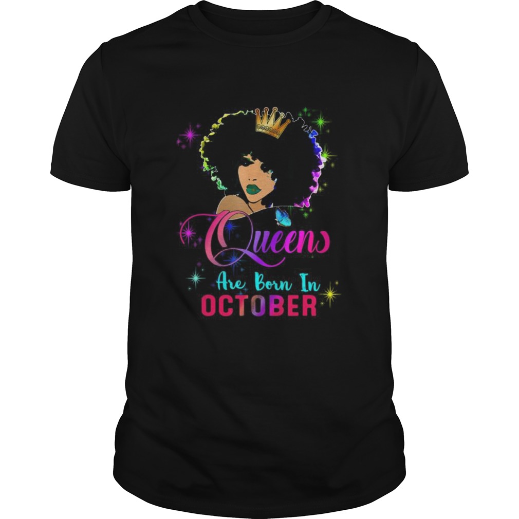 Queens Born october Black Girl Virgo Libra Birthday shirt