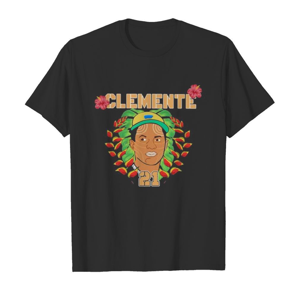 Roberto clemente 21 baseball player flowers art shirt