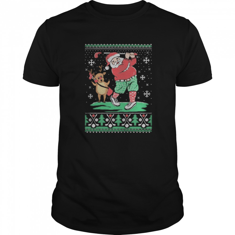 Santa claus and reindeer ugly christmas shirt