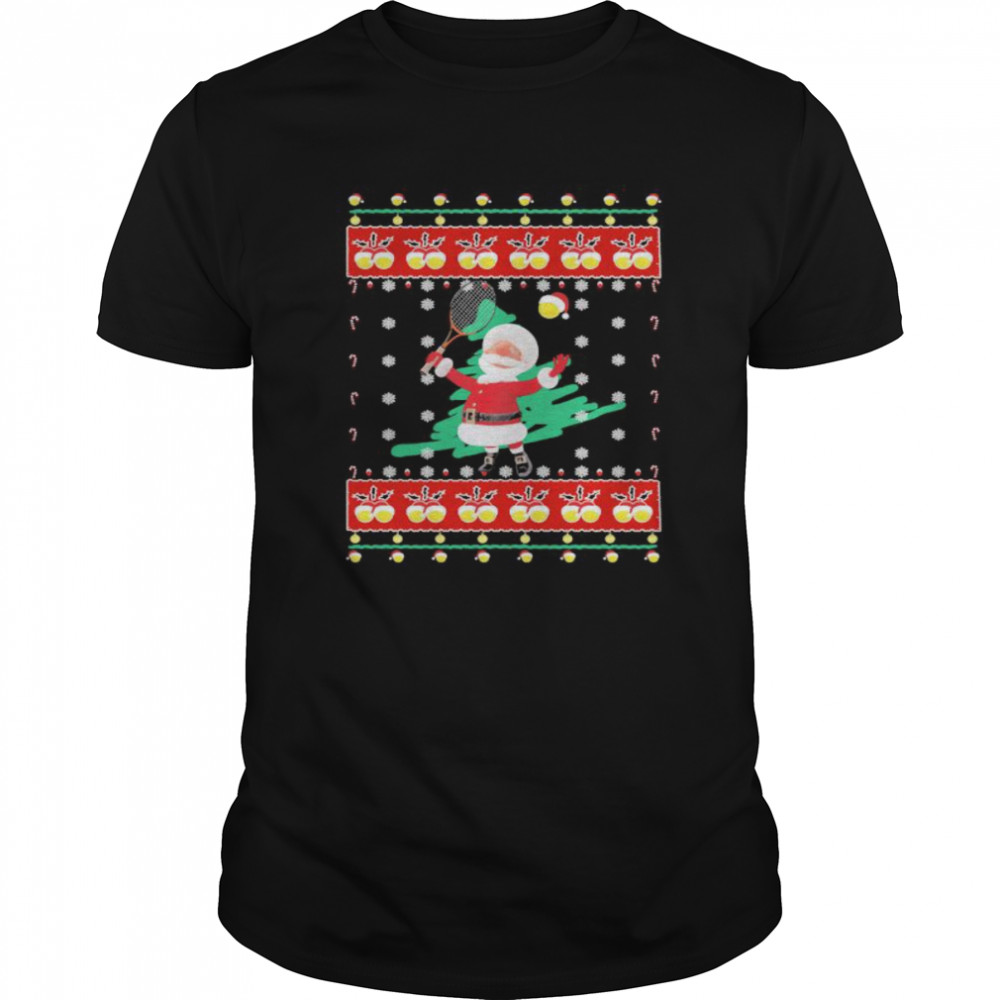 Santa claus playing badminton ugly christmas  Classic Men's T-shirt