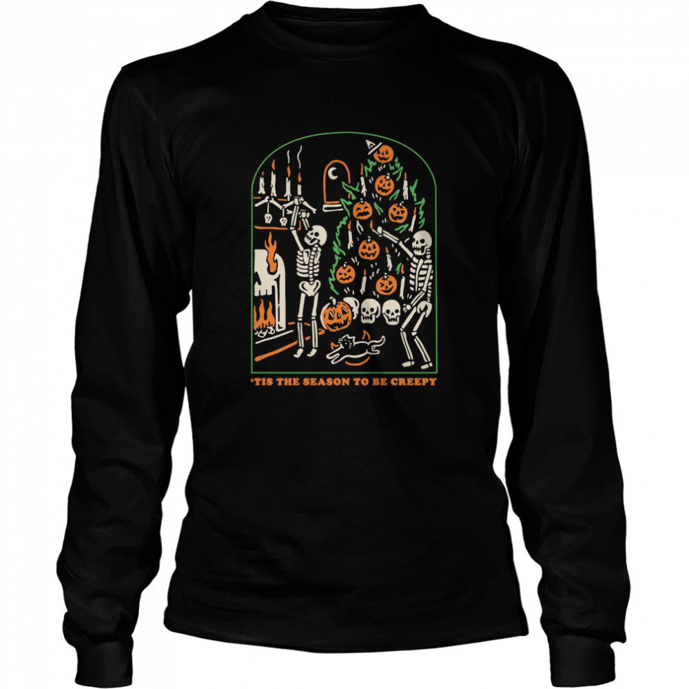 Skeleton Pumpkin Skull Tis The Season To Be Creepy  Long Sleeved T-shirt