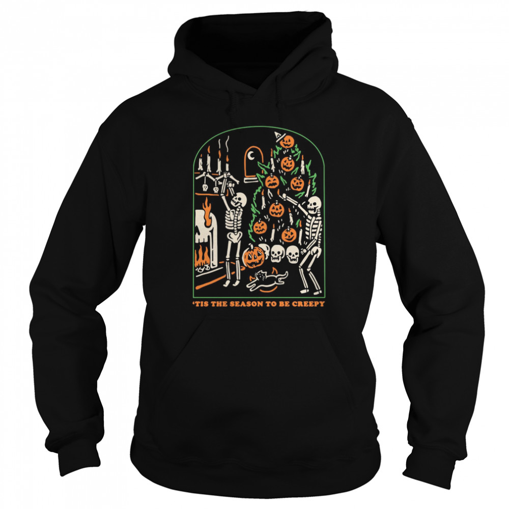 Skeleton Pumpkin Skull Tis The Season To Be Creepy  Unisex Hoodie