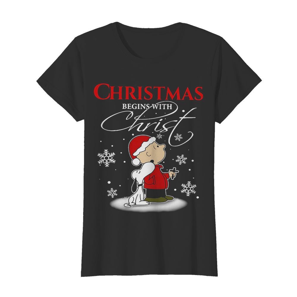 Snoopy And Charlie Brown Christmas Begins With  Classic Women's T-shirt