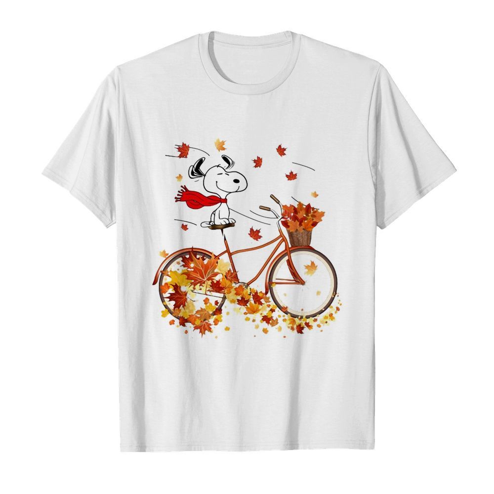 Snoopy Riding Bicycle Autumn Leaf Tree shirt